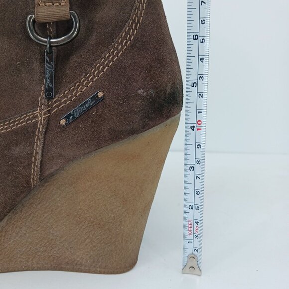 Diesel Unkle Jessy Brown Suede Wedge Ankle Boots Size 39 Platform - Picture 15 of 16
